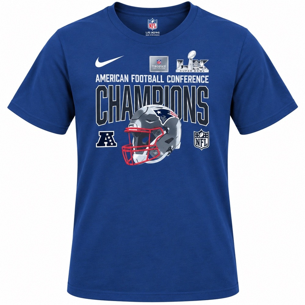 Nike New England Patriots Super Bowl LIII AFC Champions T-Shirt Mens Large Blue
